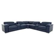 Charlie Blue Leather Power Reclining Sectional with 7PCS/3PWR  main image, 1 of 12 images.