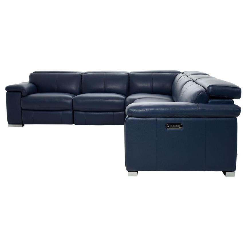 Charlie Blue Leather Power Reclining Sectional with 5PCS/3PWR  alternate image, 4 of 11 images.