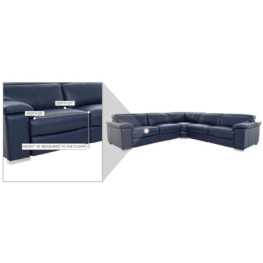 Charlie Blue Leather Power Reclining Sectional with 5PCS/3PWR  alternate image, 11 of 11 images.