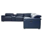 Charlie Blue Leather Power Reclining Sectional with 6PCS/2PWR  alternate image, 4 of 12 images.