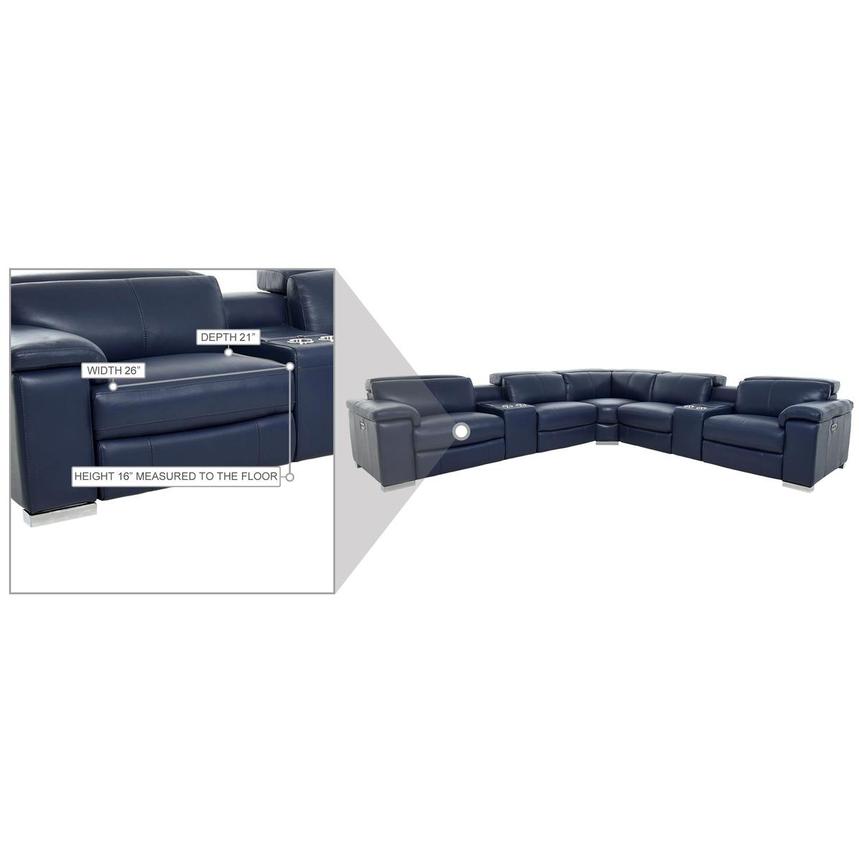 Charlie Blue Leather Power Reclining Sectional with 7PCS/3PWR  alternate image, 12 of 12 images.