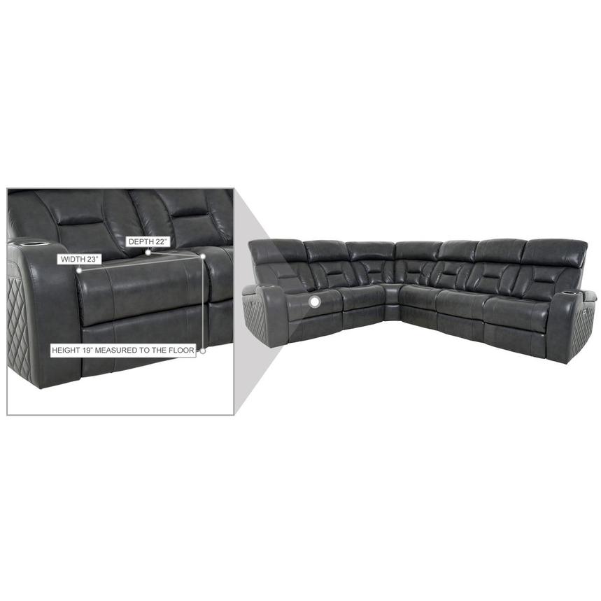 Gio Gray Leather Power Reclining Sectional with 6PCS/3PWR  alternate image, 17 of 18 images.