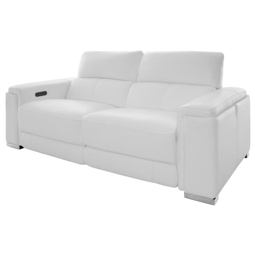 Charlette White Leather Power Reclining Sofa  alternate image, 3 of 15 images.