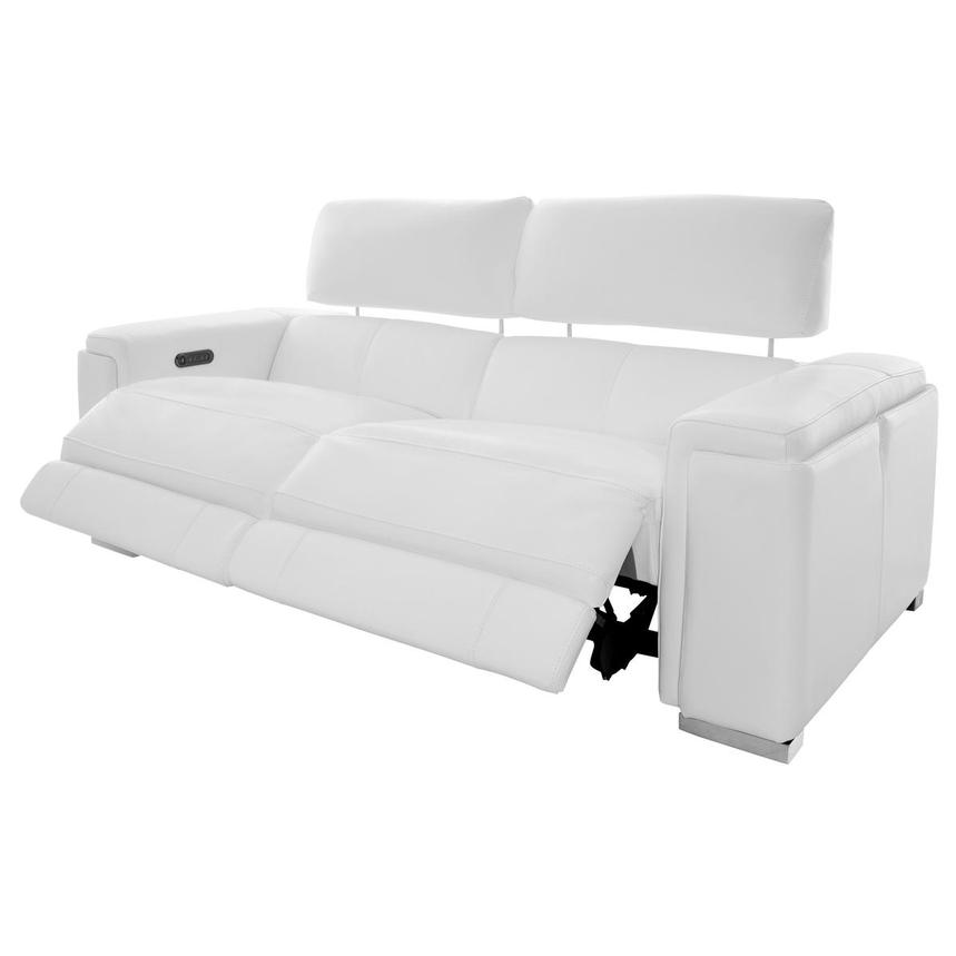 Charlette White Leather Power Reclining Sofa  alternate image, 3 of 14 images.