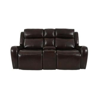 Jake Brown Leather Power Reclining Sofa w/Console