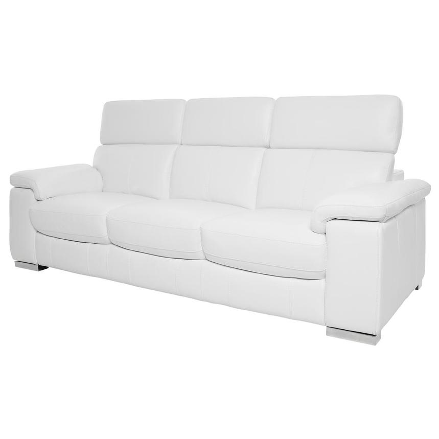 Charlie White Leather Sofa  alternate image, 3 of 9 images.