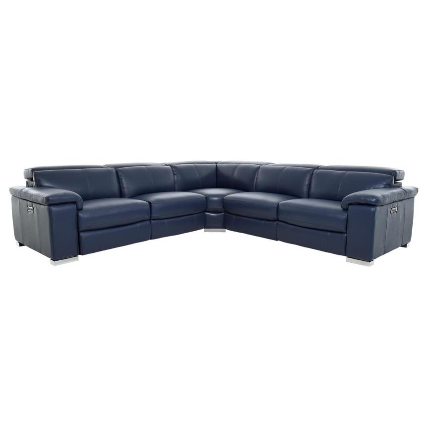 Charlie Blue Leather Power Reclining Sectional with 5PCS/3PWR  main image, 1 of 11 images.