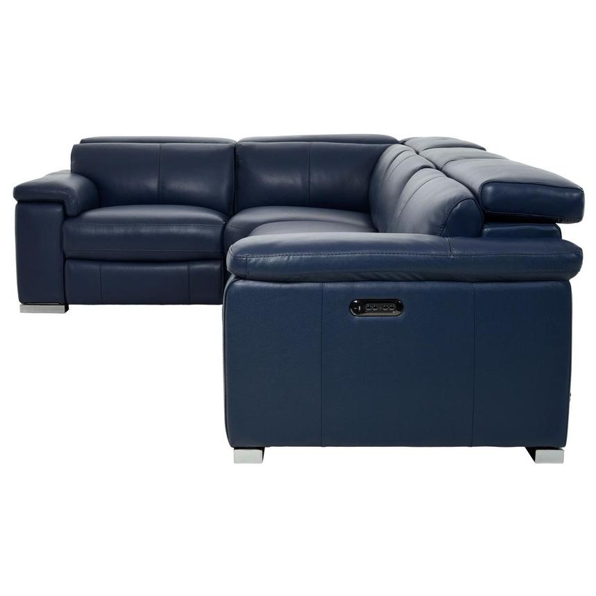 Charlie Blue Leather Power Reclining Sectional with 4PCS/2PWR El