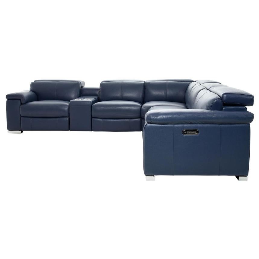 Charlie Blue Leather Power Reclining Sectional with 6PCS/2PWR alternate image, 4 of 12 images.