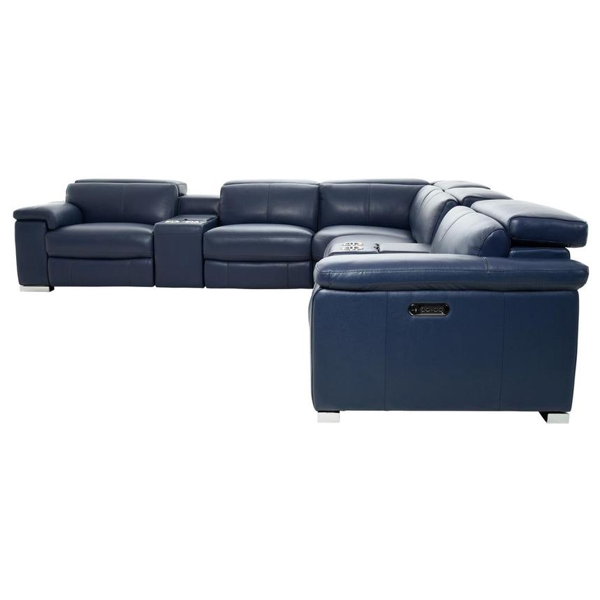 Charlie Blue Leather Power Reclining Sectional with 7PCS/3PWR alternate image, 4 of 12 images.