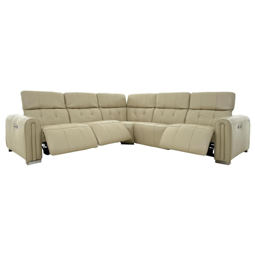 Dolomite Cream Leather Power Reclining Sectional with 5PCS/3PWR  alternate image, 3 of 13 images.