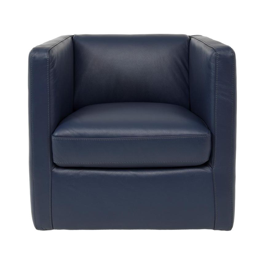 Cute Blue Leather Swivel Chair w/2 Pillows  alternate image, 3 of 11 images.