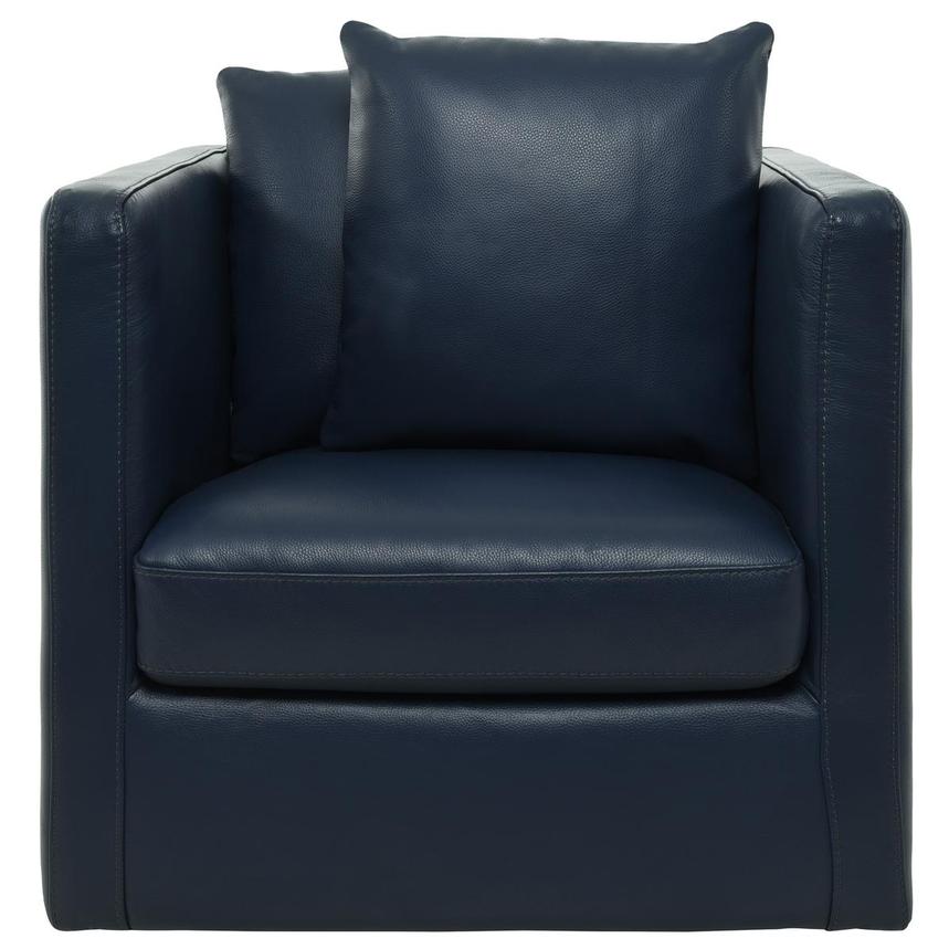 Cute Blue Leather Accent Chair w/2 Pillows  alternate image, 2 of 11 images.