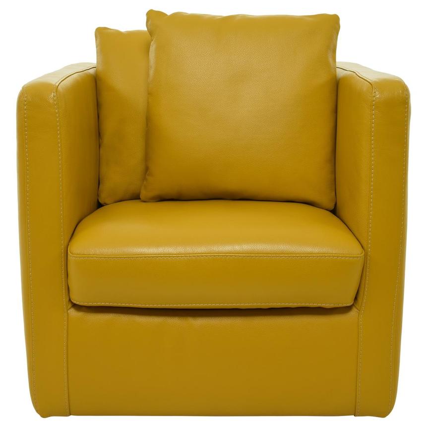 Cute Yellow Leather Accent Chair w/2 Pillows  alternate image, 2 of 11 images.