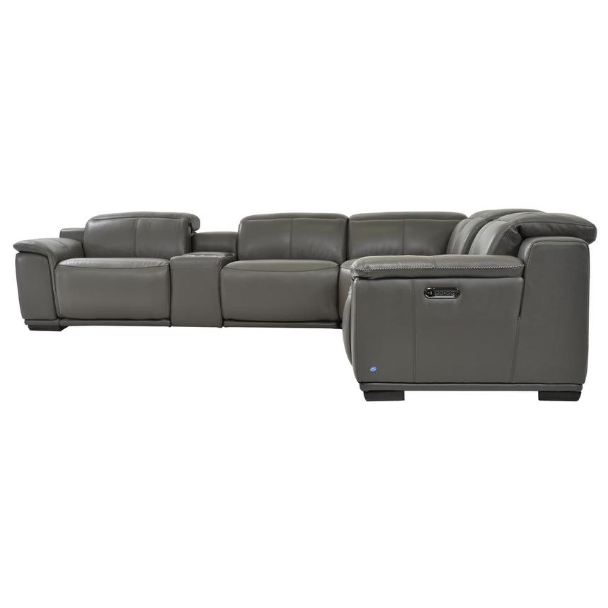 Davis 2.0 Dark Gray Leather Power Reclining Sectional with 7PCS/3PWR  alternate image, 4 of 9 images.