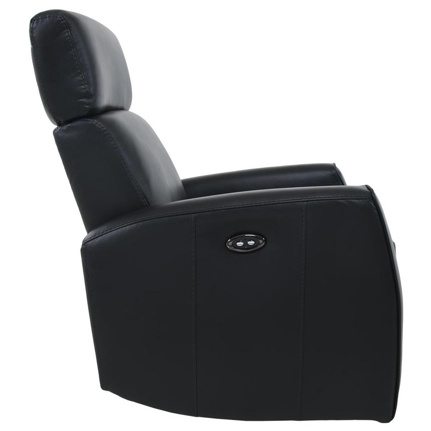 Lucca Black Leather Power Swivel Glider Recliner alternate image, 6 of 10 images.
