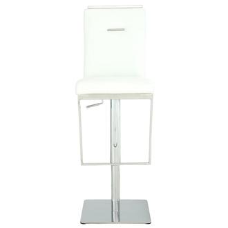 Hyde Leather White Leather Adjustable Stool