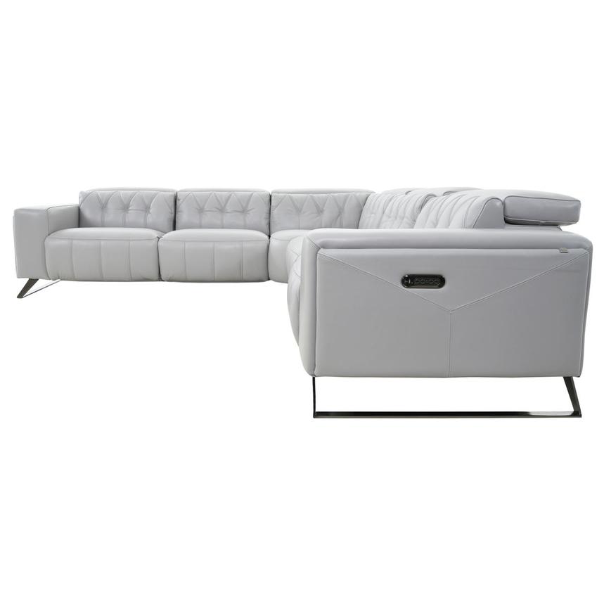 Anchi Silver Leather Power Reclining Sectional with 5PCS/3PWR alternate image, 4 of 11 images.