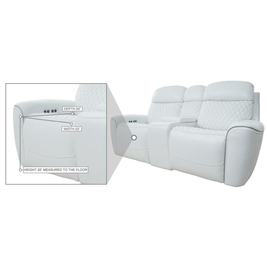 Softee White Power Reclining Leather Sofa w/Console  alternate image, 22 of 22 images.