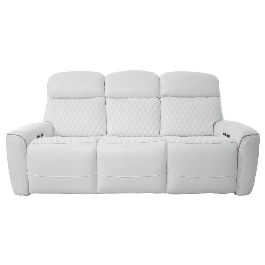 Softee White Leather Power Reclining Sofa  main image, 1 of 13 images.