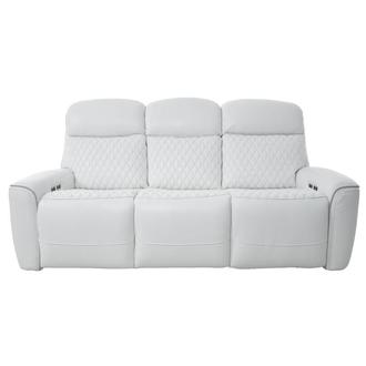 Softee White Leather Power Reclining Sofa