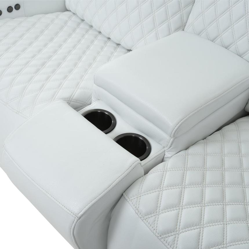 Softee White Power Reclining Leather Sofa w/Console  alternate image, 13 of 22 images.