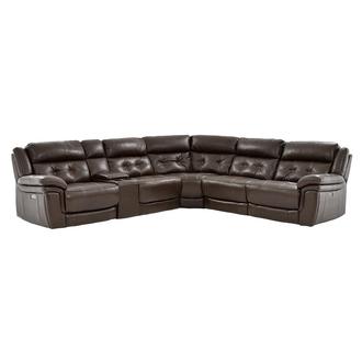 Stallion Brown Leather Power Reclining Sectional with 6PCS/2PWR