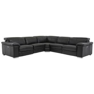 Charlie Black Leather Power Reclining Sectional with 5PCS/2PWR