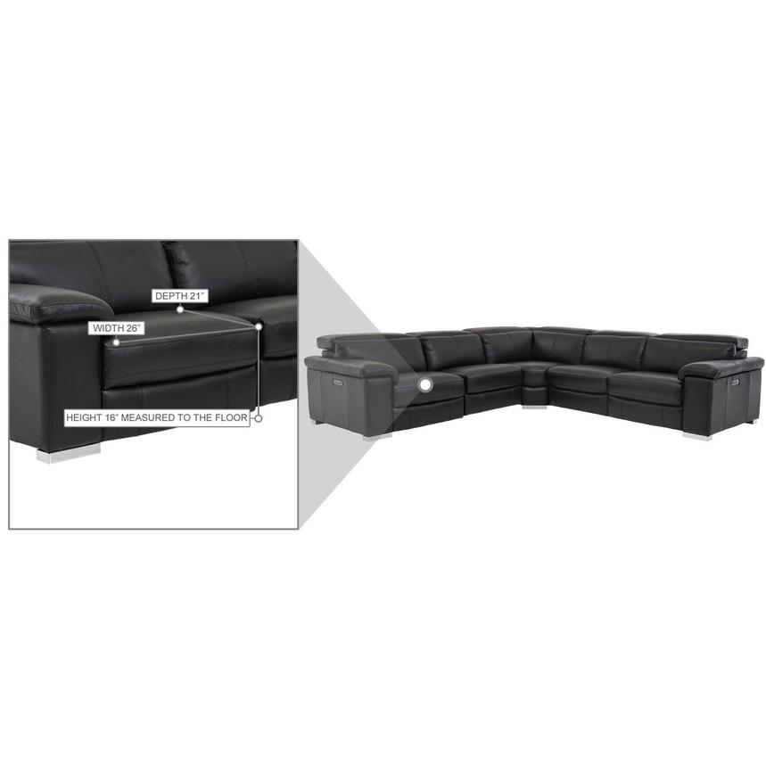 Charlie Black Leather Power Reclining Sectional with 5PCS/2PWR  alternate image, 9 of 9 images.