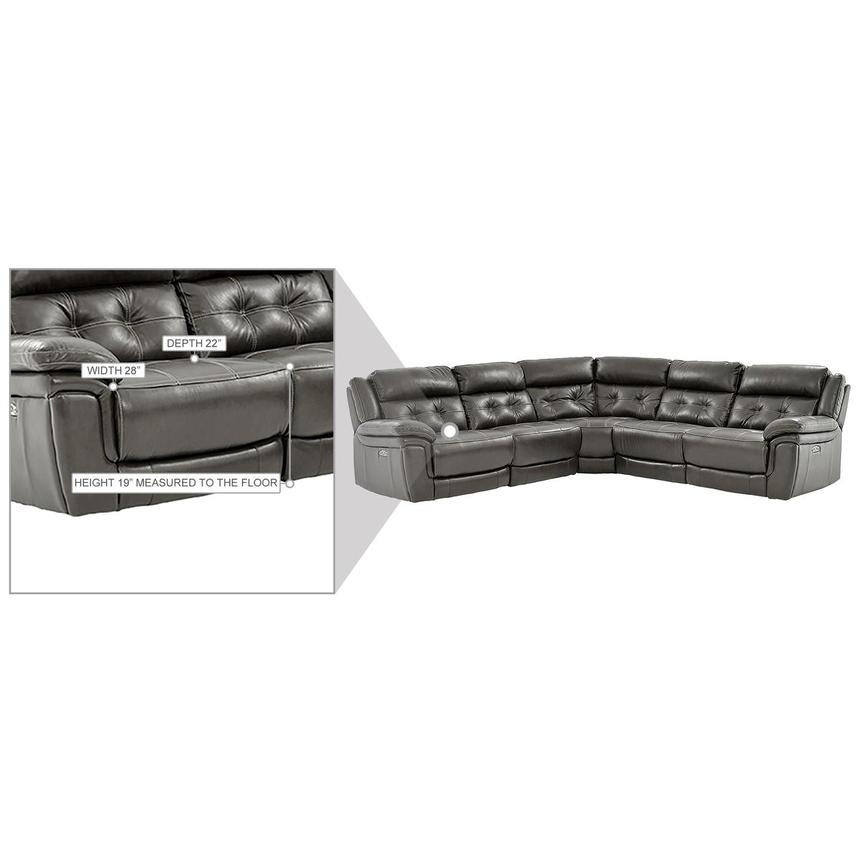 Stallion Gray Leather Power Reclining Sectional with 5PCS/2PWR  alternate image, 9 of 9 images.