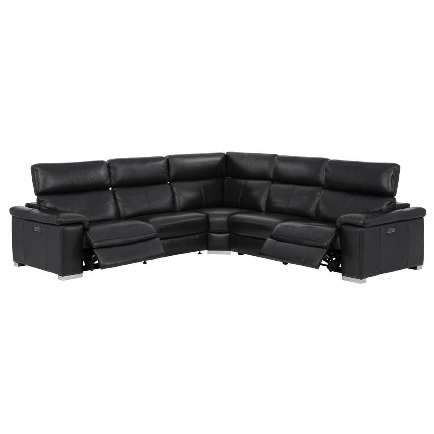 Charlie Black Leather Power Reclining Sectional with 5PCS/2PWR alternate image, 2 of 12 images.