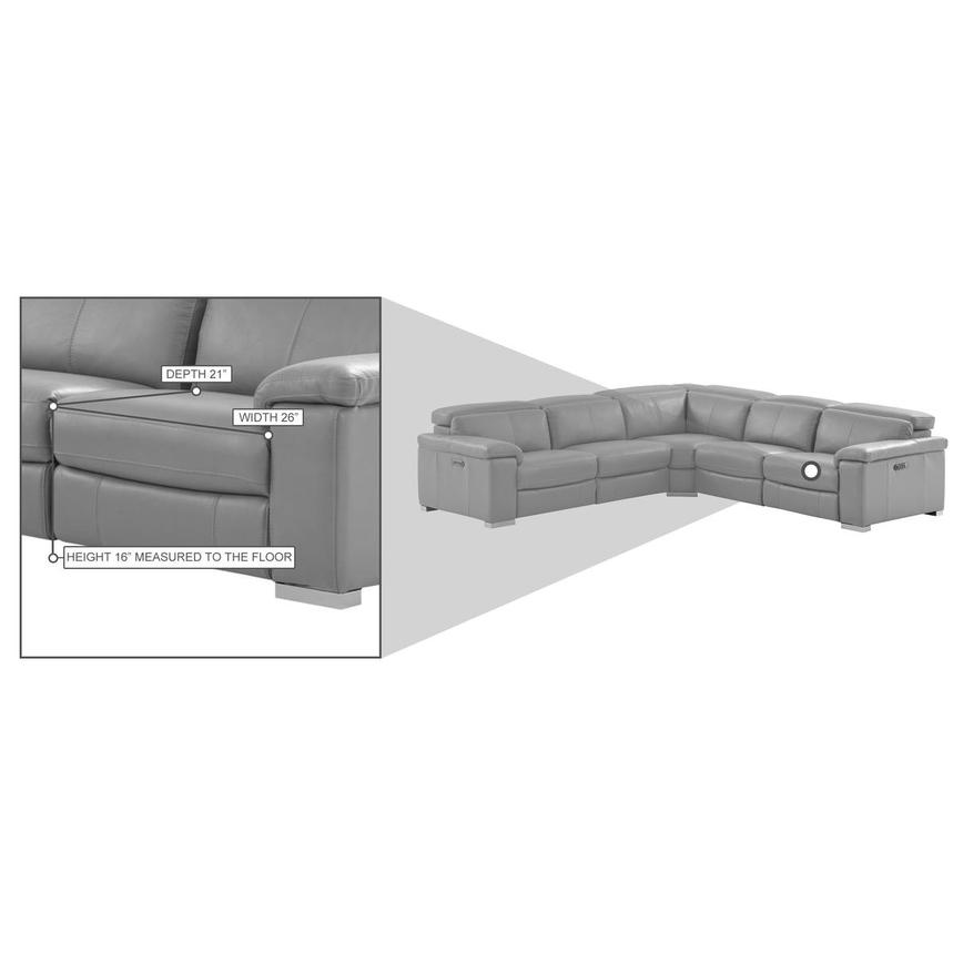 Charlie Light Gray Leather Power Reclining Sectional with 5PCS/2PWR alternate image, 14 of 14 images.