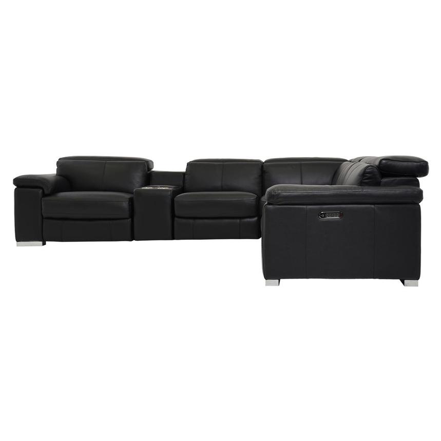 Charlie Black Leather Power Reclining Sectional with 6PCS/2PWR  alternate image, 3 of 10 images.