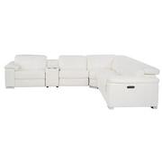Charlie White Leather Power Reclining Sectional with 6PCS/2PWR  alternate image, 4 of 13 images.