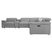Charlie Light Gray Leather Power Reclining Sectional with 6PCS/2PWR  alternate image, 3 of 16 images.