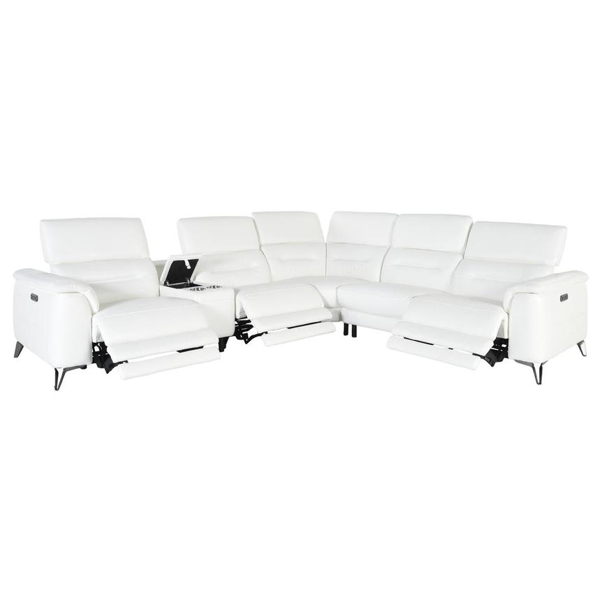 Anabel White Leather Power Reclining Sectional with 6PCS/3PWR  alternate image, 2 of 6 images.