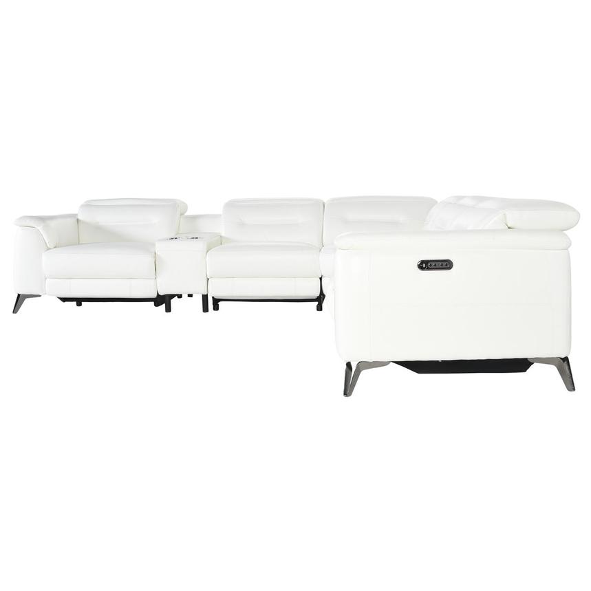 Anabel White Leather Power Reclining Sectional with 6PCS/2PWR  alternate image, 3 of 6 images.