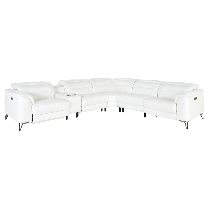 Anabel White Leather Power Reclining Sectional with 6PCS/3PWR | El ...