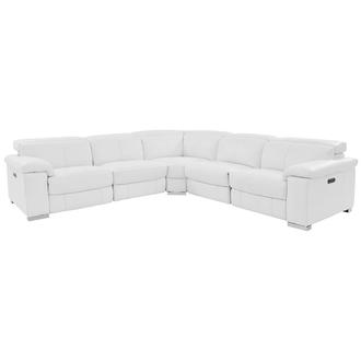 Charlie White Leather Power Reclining Sectional with 5PCS/2PWR