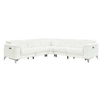 Anabel White Leather Power Reclining Sectional