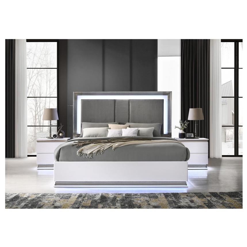 Furniture of America Seboya White King Panel Bed with LED Light