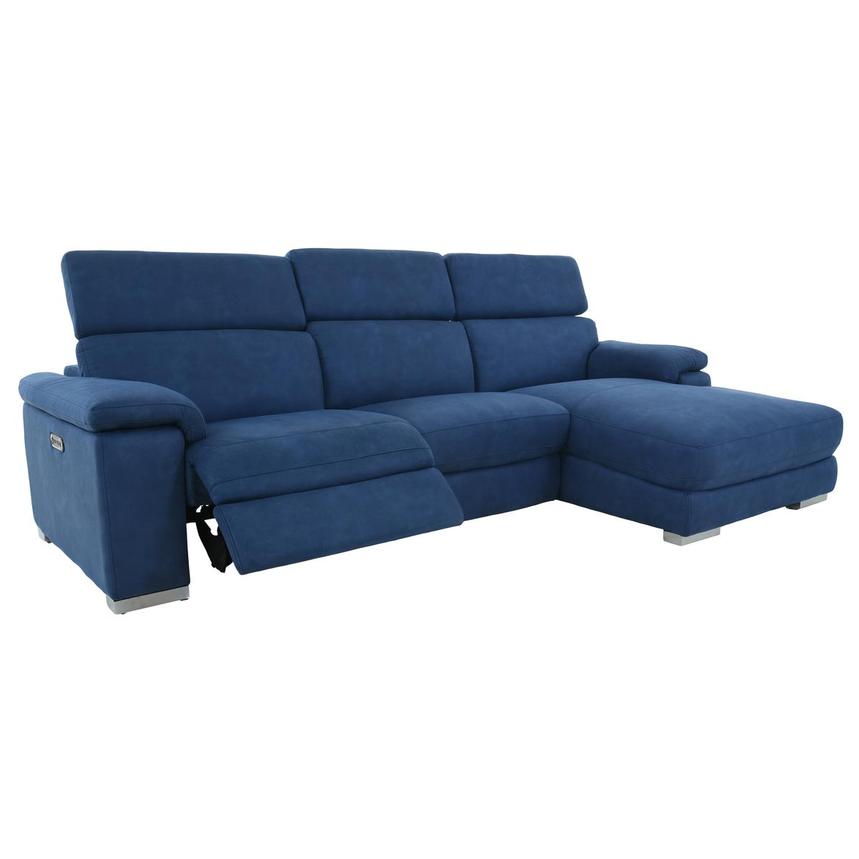 Karly Blue Corner Sofa W Right Chaise, Corner Sofa With Recliner And Chaise Longue