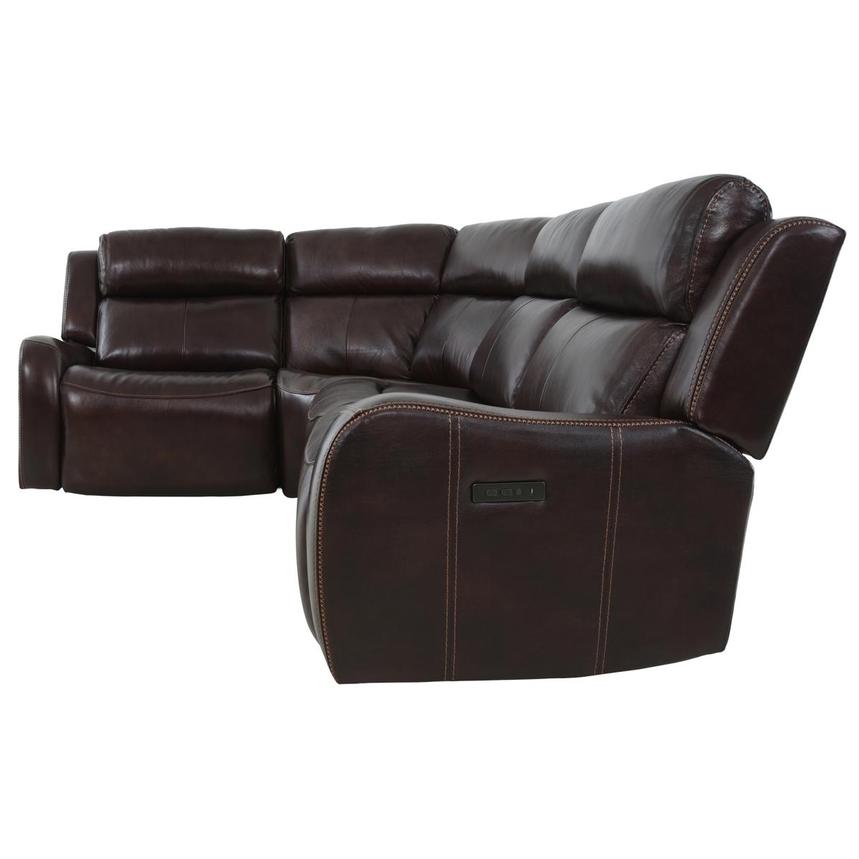 Jake Brown Leather Power Reclining Sectional with 4PCS/2PWR  alternate image, 4 of 9 images.