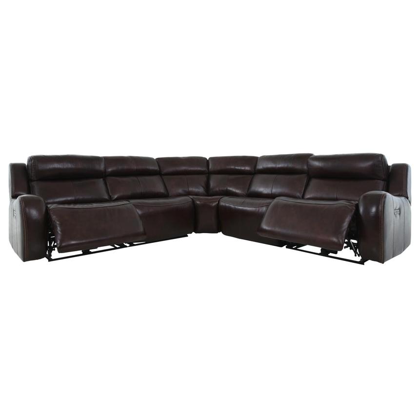 Jake Brown Leather Power Reclining Sectional with 5PCS/2PWR  alternate image, 3 of 10 images.
