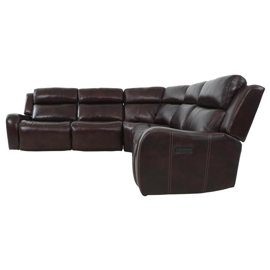 Jake Brown Leather Power Reclining Sectional with 5PCS/2PWR  alternate image, 4 of 9 images.