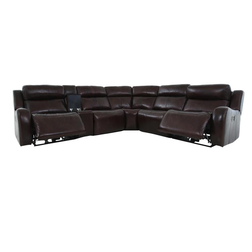 Jake Brown Leather Power Reclining Sectional with 6PCS/2PWR  alternate image, 3 of 15 images.
