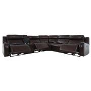 Jake Brown Leather Power Reclining Sectional with 6PCS/3PWR  alternate image, 3 of 15 images.