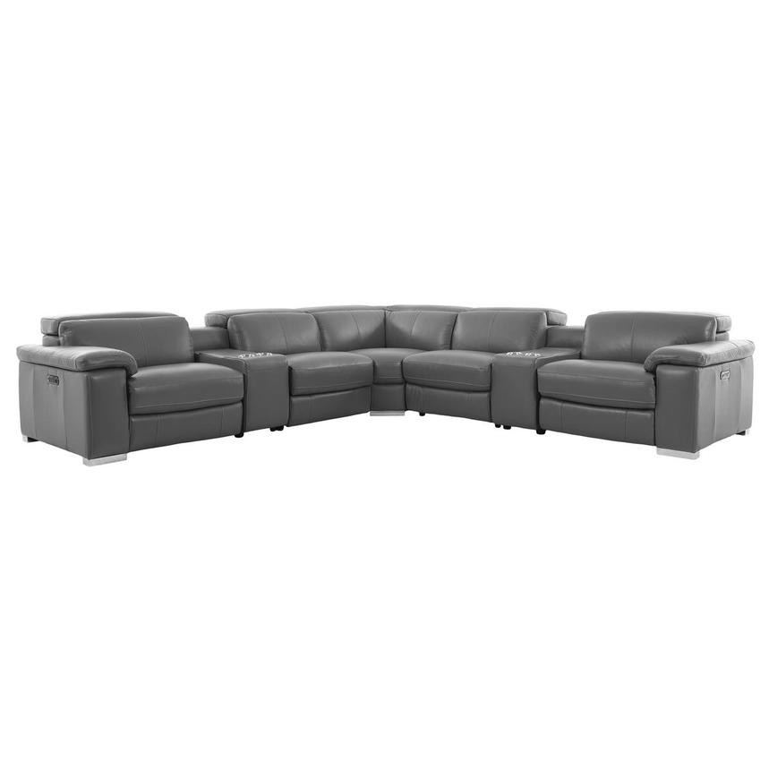 Charlie Gray Leather Power Reclining Sectional with 7PCS/3PWR | El