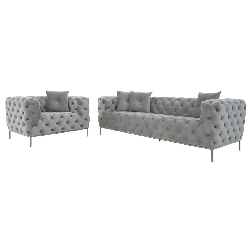 Crandon Light Gray 2-Piece Living Set (Sofa & Chair)  main image, 1 of 3 images.