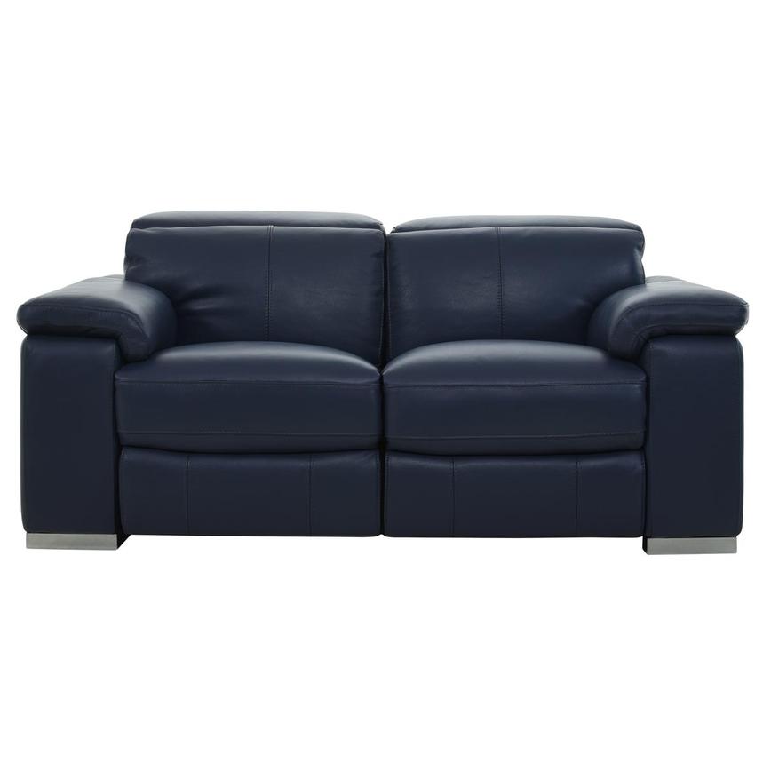 Charlie Blue Leather Power Reclining Loveseat  main image, 1 of 11 images.